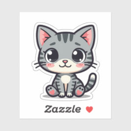 Niedlich Gray Tabby Kitten Sticker - Big Eyes