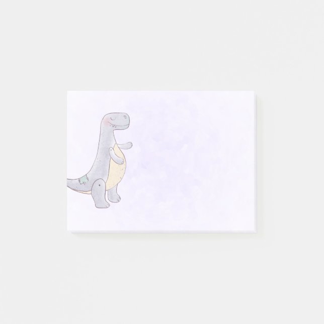 Niedlich Gray Tyrannosaurus Rex Dinosaur Toy Post-it Klebezettel (Vorderseite)