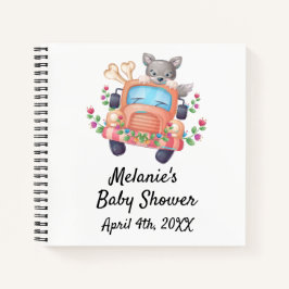 Niedlich Gray Wolf Baby Shower Gästebuch Notizbuch