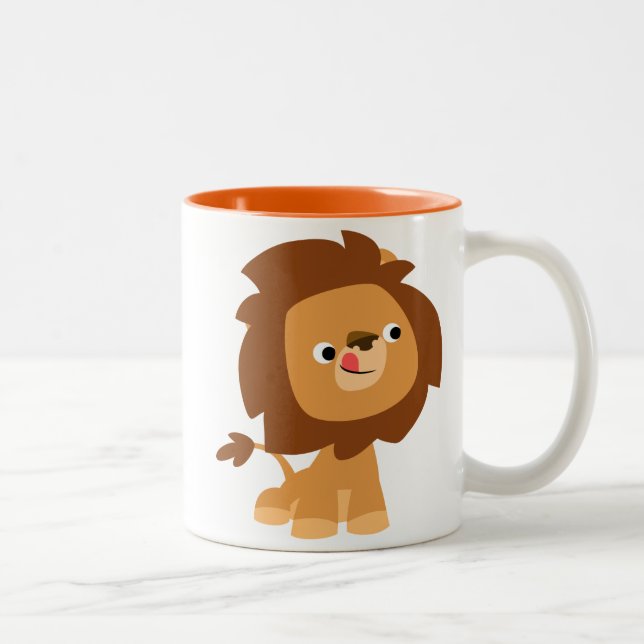 Niedlich Greedy Cartoon Lion Tasse (Rechts)