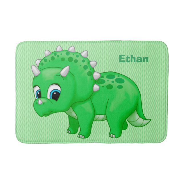 Niedlich Green Baby Triceratops Dinosaurier Badematte (Vorderseite)