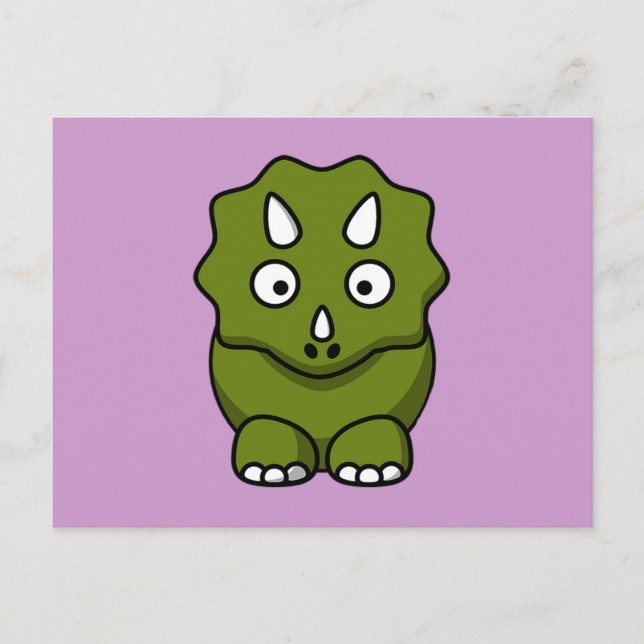 Niedlich Green Cartoon Dinosaur Postkarte (Vorderseite)