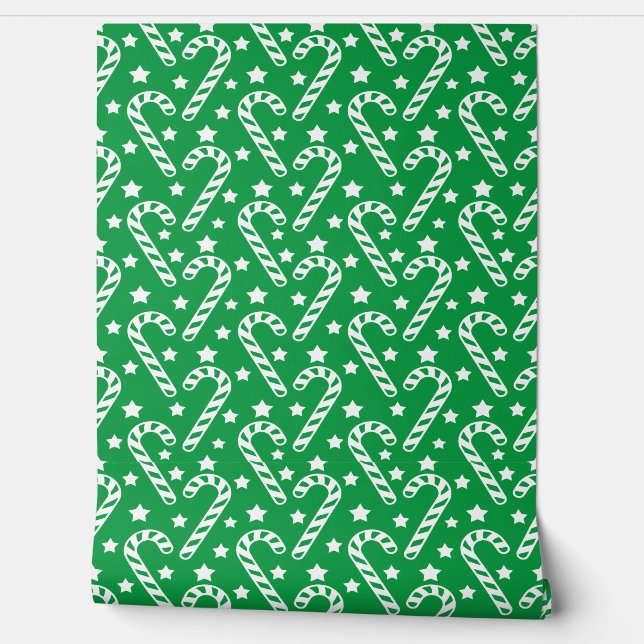 Niedlich Green Christmas Candy Cane Pattern Tapete (Abrollen)