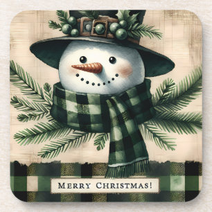 Niedlich Green Christmas Snowman Getränkeuntersetzer