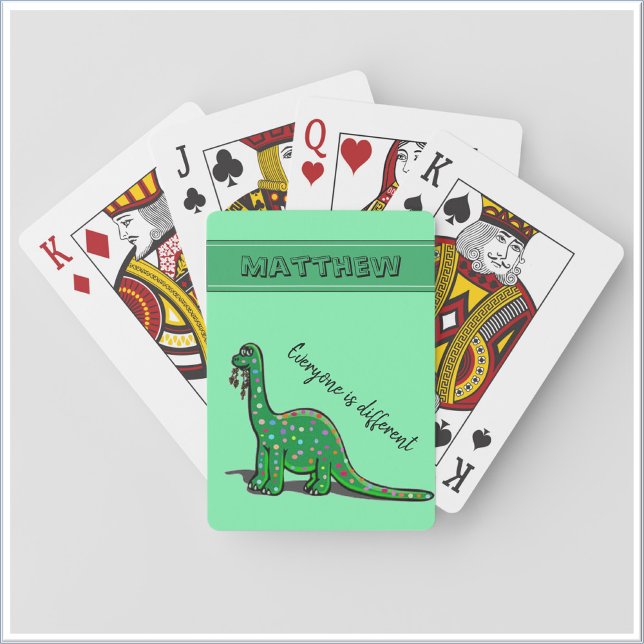 Niedlich Green Dinosaurier Spielkarten (Bookmark my store! https://www.zazzle.com/store/capricepetit)