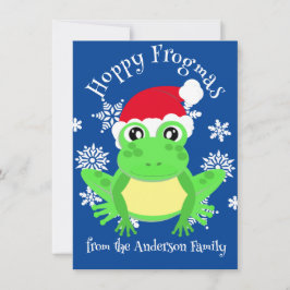 Niedlich Green Frosch Weihnachts-Weihnachtsmannmüt Feiertagskarte