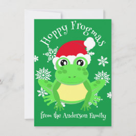 Niedlich Green Frosch Weihnachts-Weihnachtsmannmüt Feiertagskarte