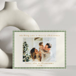 Niedlich Green Gingham Kariert Custom Foto Christm Feiertagskarte<br><div class="desc">Niedlich Green Gingham Kariert Custom Foto Christmas Holiday Card</div>