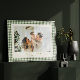 Niedlich Green Gingham Kariert Custom Foto Christm Poster