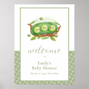 Niedlich Green Gingham Sweet Pea Baby Dusche Willk Poster