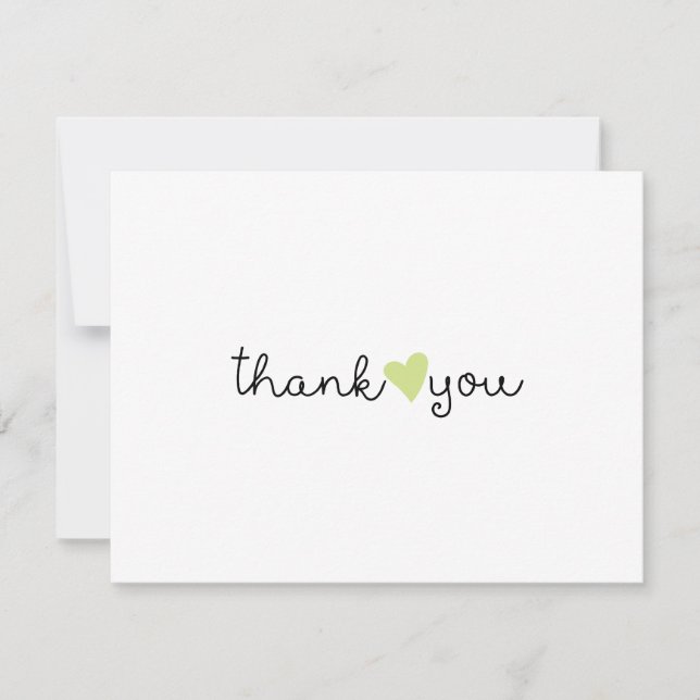 Niedlich Green Heart Vielen Dank Dankeskarte (Vorderseite)