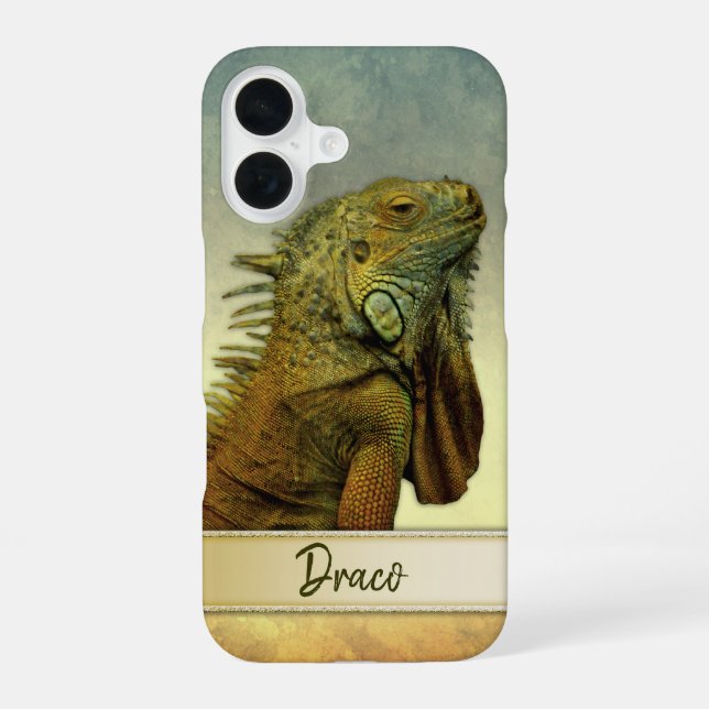 Niedlich Green Iguana Personalizable iPhone 16 Hülle (Rückseite)