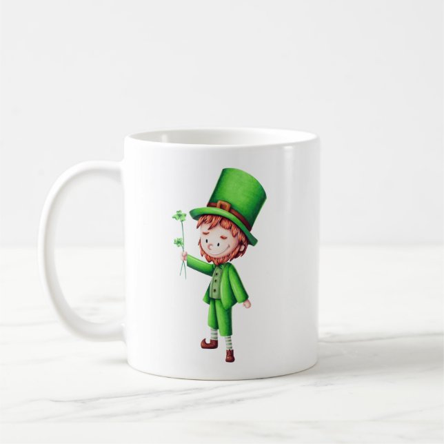 Niedlich Green Leprechaun Kleeblatt Kaffeetasse (Links)