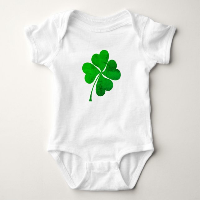 Niedlich Green Lucky 4 Blätter Clover St. Patrick' Baby Strampler (Vorderseite)