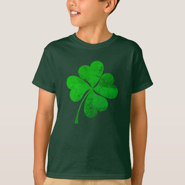 Niedlich Green Lucky 4 Blätter Clover St. Patrick' T-Shirt (Vorderseite)