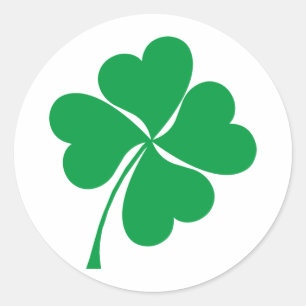 Niedlich Green Lucky 4 Blätter Herz Clover Kleebl Runder Aufkleber