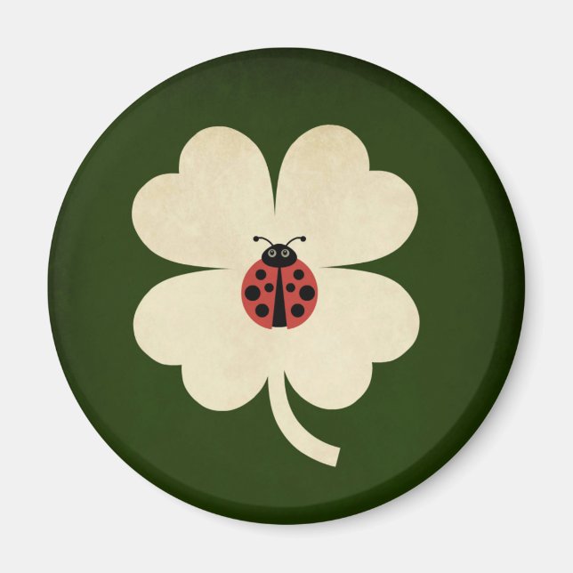 Niedlich Green Lucky Ladybug Kleeblatt Magnet (Vorne)