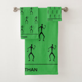 Niedlich Green, Stick Man Silhouette Tanzmuster Badhandtuch Set