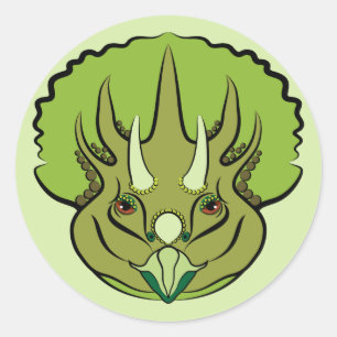 Niedlich Green Triceratops Dinosaurier Runder Aufkleber