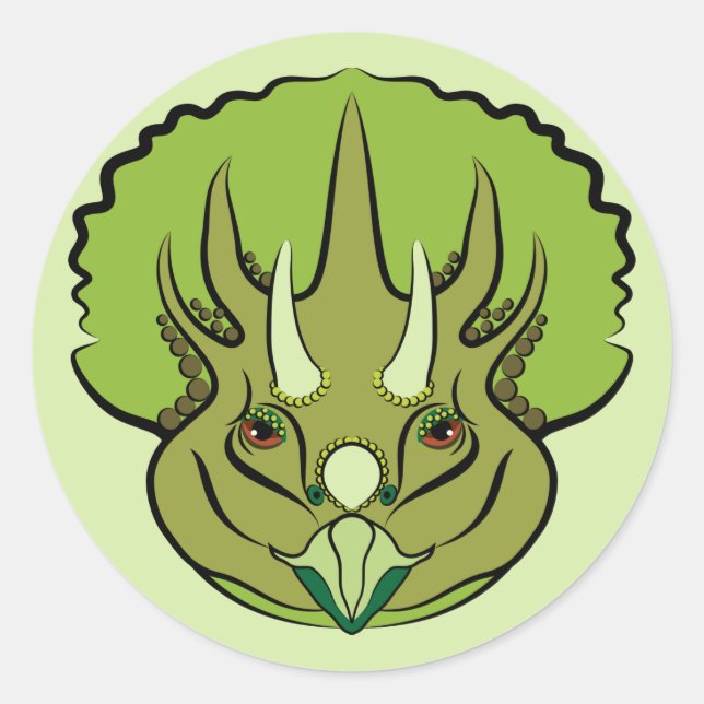 Niedlich Green Triceratops Dinosaurier Runder Aufkleber (Vorderseite)