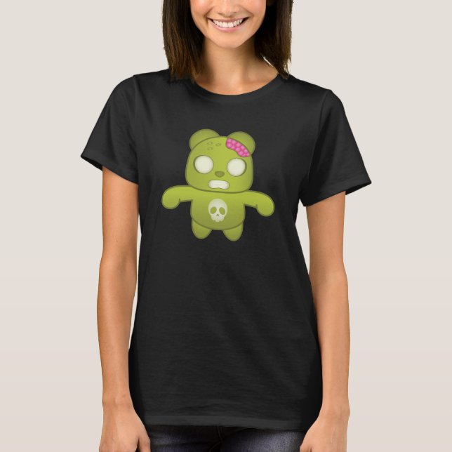Niedlich Green Zombie Panda Illustration T-Shirt (Vorderseite)