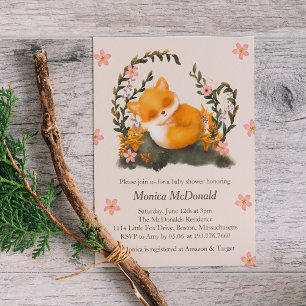 Niedlich Greenery Little Fox Babydusche Einladung