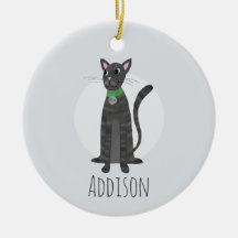 Niedlich Grey Tabby Cat Paw Prints Happy Holiday