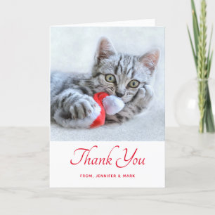 Niedlich Grey Tabby Cat Weihnachtsfeiertag Xmas Karte
