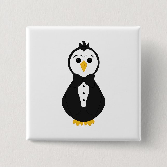 Niedlich Groom Penguin Button (Vorderseite)