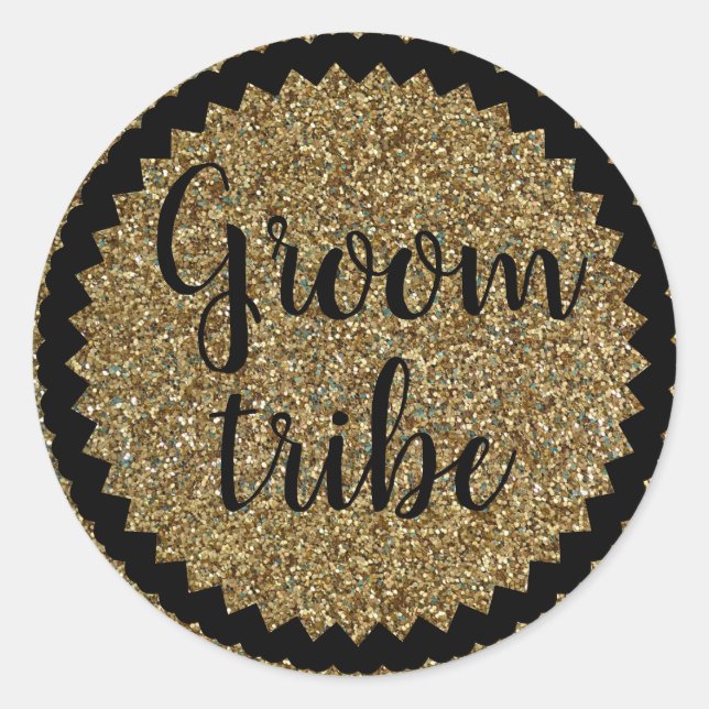 Niedlich Groom Tribe Gold GlitterClassic Round Sti Runder Aufkleber (Vorderseite)
