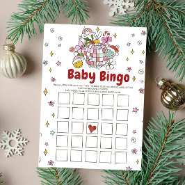 Niedlich Groovy Christmas Baby Shower Bingo Games  Einladung