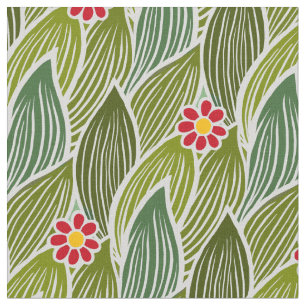 Niedlich Groovy Hippie Red Green Daisy Blumenmuste Stoff