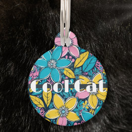 Niedlich Groovy Retro Hippie Farbige Coole Katze Haustiermarke