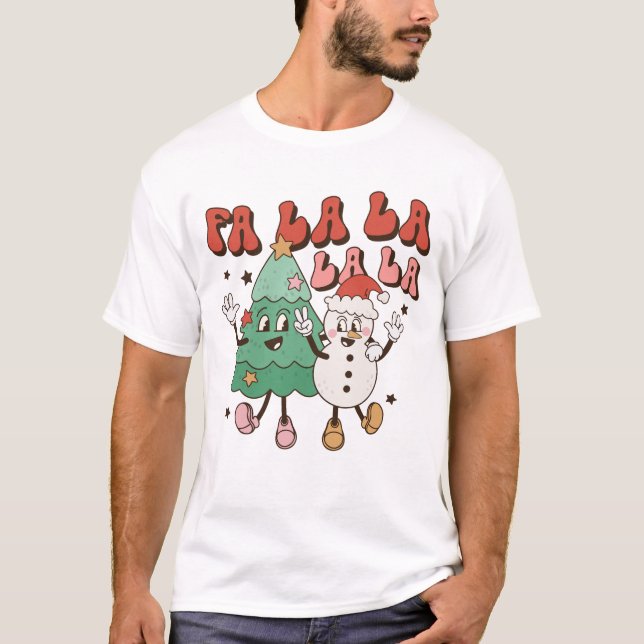Niedlich Groovy Retro Weihnachten T-Shirt (Vorderseite)