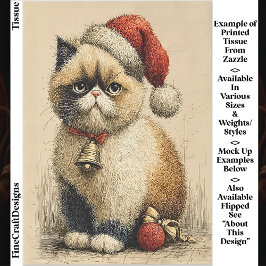 Niedlich Grumpy Christmas Cat EB1R Decoupage Seidenpapier