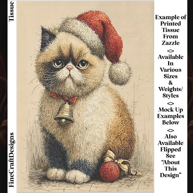 Niedlich Grumpy Christmas Cat EB1R Decoupage Seidenpapier (Von Creator hochgeladen)