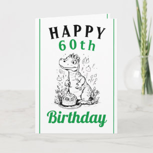 Niedlich-Grün- und Weißtrexhusband 60. Geburtstag Karte