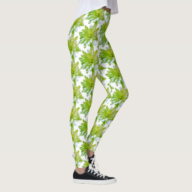 Niedlich grüne blühende Blume Grün daisy Leggings (Rechts)
