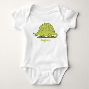 Niedlich-grüne Dimetrodon-Cartoon Baby Strampler