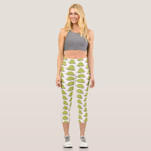Niedlich-grüne Dimetrodon-Cartoon Capri Leggings