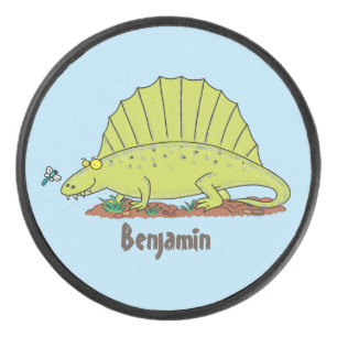 Niedlich-grüne Dimetrodon-Cartoon Eishockey Puck