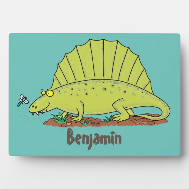 Niedlich-grüne Dimetrodon-Cartoon Fotoplatte (Vorderseite)