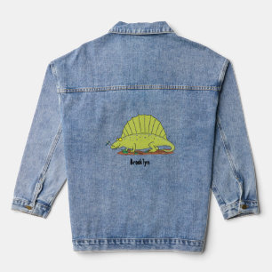 Niedlich-grüne Dimetrodon-Cartoon Jeansjacke