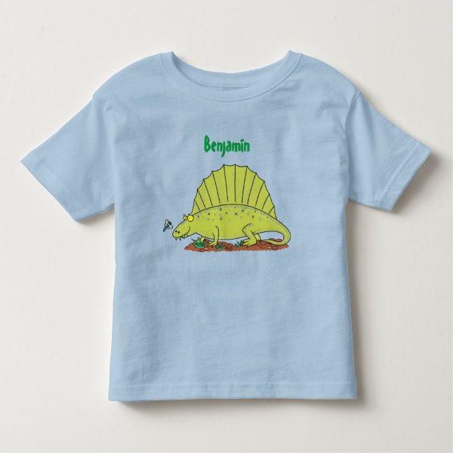 Niedlich-grüne Dimetrodon-Cartoon Kleinkind T-shirt (Vorderseite)
