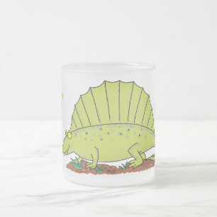 Niedlich-grüne Dimetrodon-Cartoon Mattglastasse