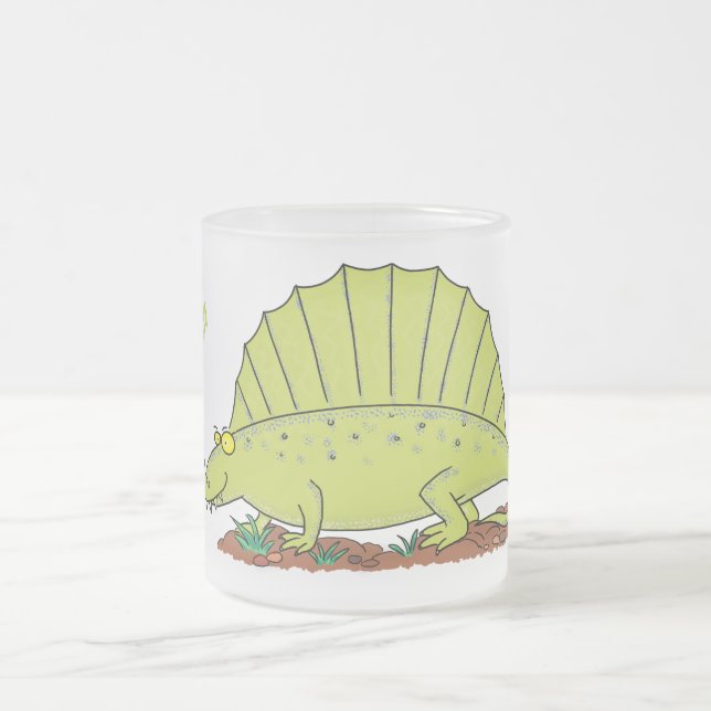 Niedlich-grüne Dimetrodon-Cartoon Mattglastasse (Mittel)