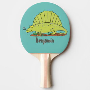 Niedlich-grüne Dimetrodon-Cartoon Tischtennis Schläger