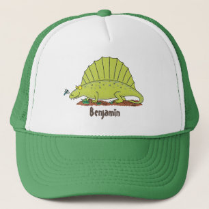 Niedlich-grüne Dimetrodon-Cartoon Truckerkappe