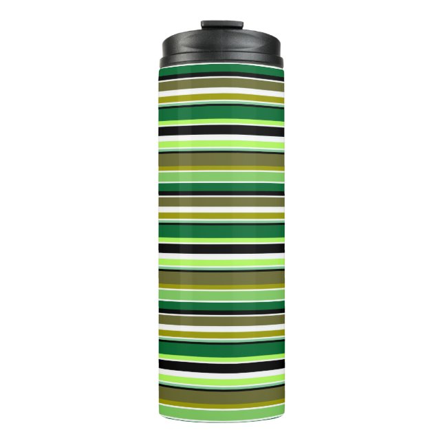 Niedlich-grüne Streifen Thermosbecher (Vorderseite)