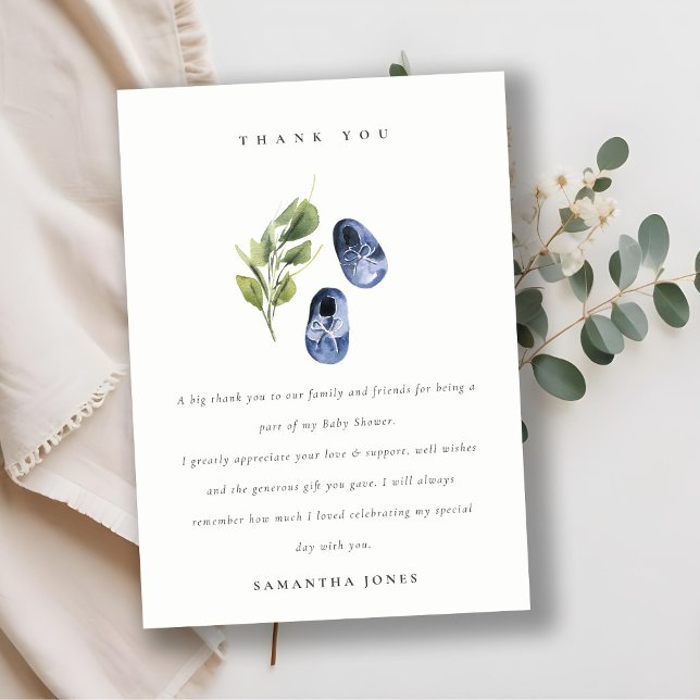 Niedlich grüne Tinte Blue Boy Shoes Foliage Baby D Dankeskarte (Von Creator hochgeladen)